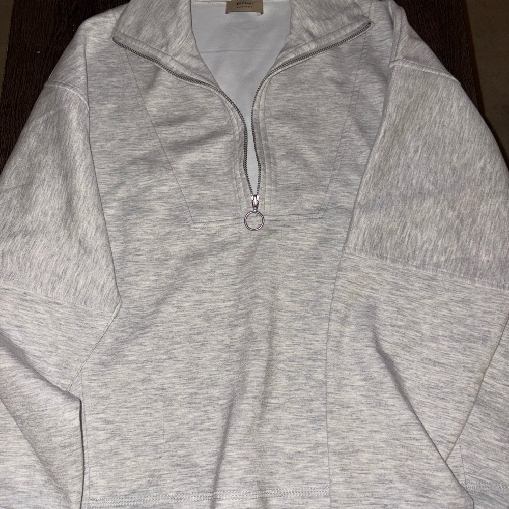 Tahari Gray Zip Up Sweater